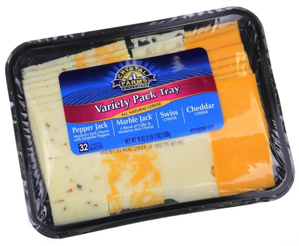 slide 1 of 1, Crystal Farms Variety Pack Cheese Slices Tray, 18 oz