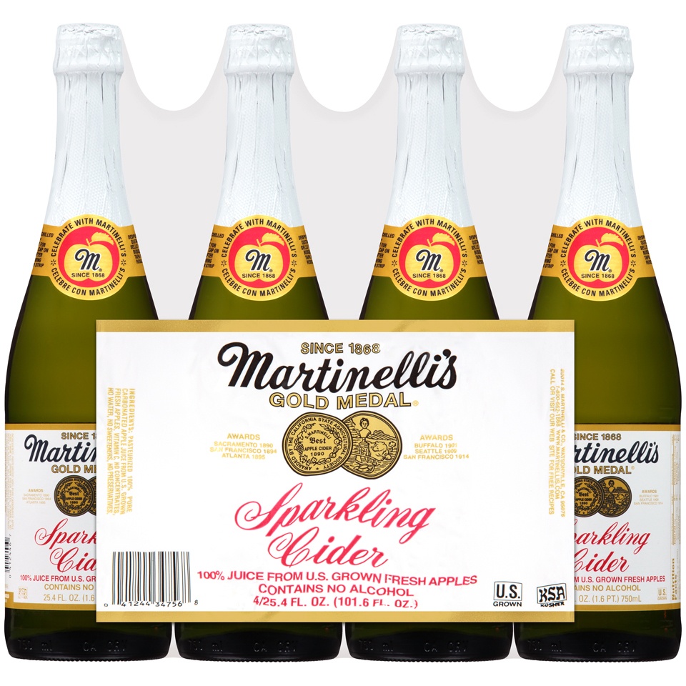 slide 1 of 8, Martinelli's Gold Medal Sparkling Apple Juice Glass Bottles, 