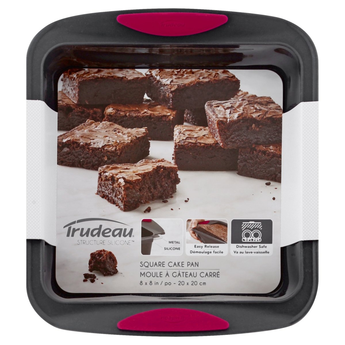 slide 1 of 1, Trudeau Structure Square Cake Pan - Fuchsia, 8 in x 8 in