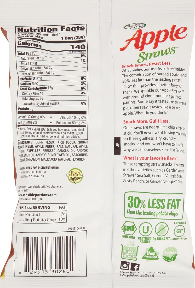 slide 11 of 11, Sensible Portions Apple Straws Cinnamon Multigrain Snack 1 oz. Bag, 1 oz