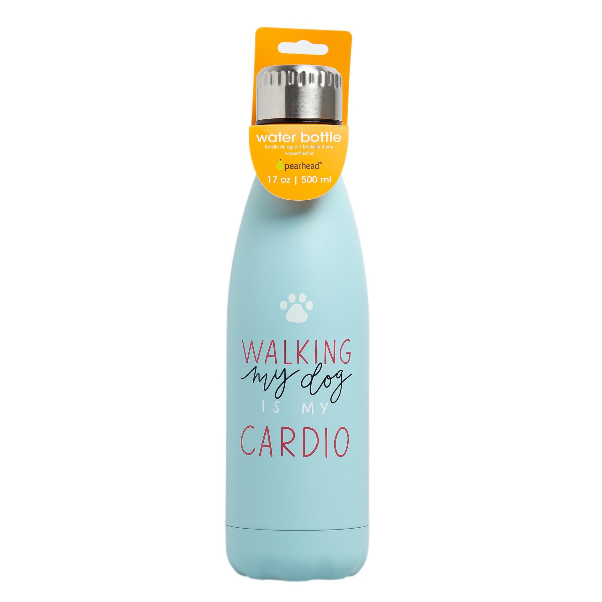 slide 1 of 1, Pearhead Pet "Walking My Dog Is My Cardio" Stainless Steel Water Bottle, 1 ct