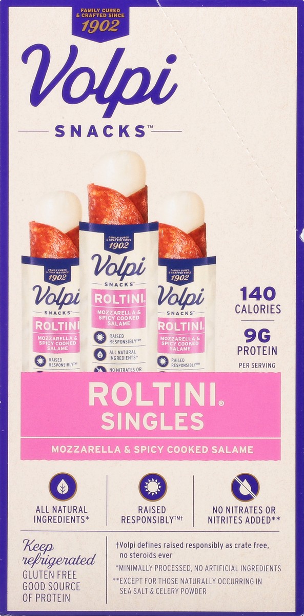 slide 7 of 10, Volpi Snacks Singles Mozzarella and Spicy Cooked Salame Roltini 12 ea, 12 ct