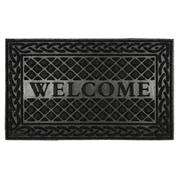 slide 4 of 9, Mohawk Welcome Faux Grass Scraper Black Mat, 18" X 30", 18 in