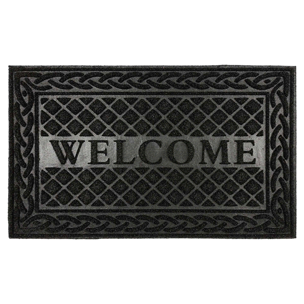 slide 9 of 9, Mohawk Welcome Faux Grass Scraper Black Mat, 18" X 30", 18 in