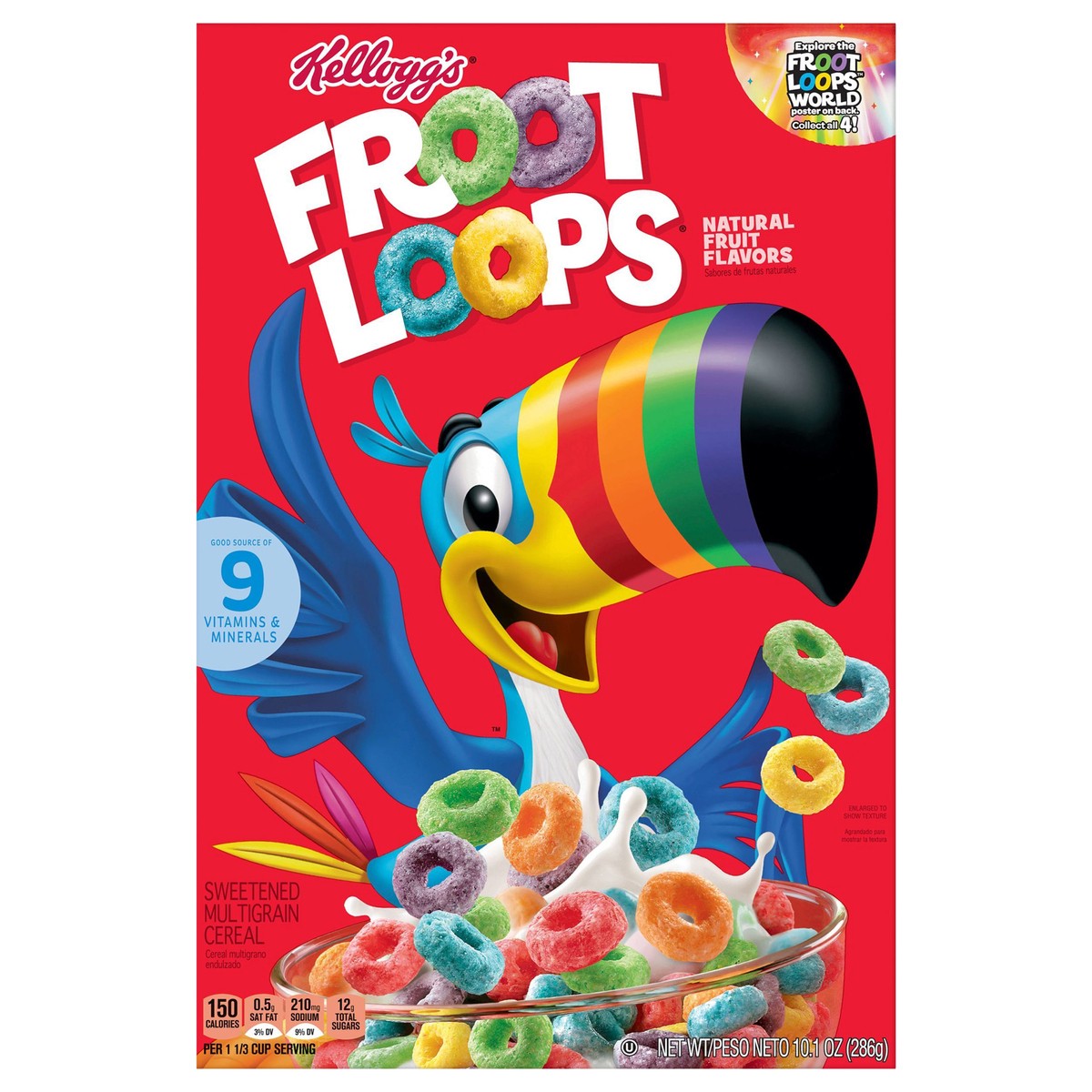 slide 1 of 8, Froot Loops Kellogg's Froot Loops Breakfast Cereal, Kids Cereal, Family Breakfast, Original, 10.1oz Box, 1 Box, 10.1 oz
