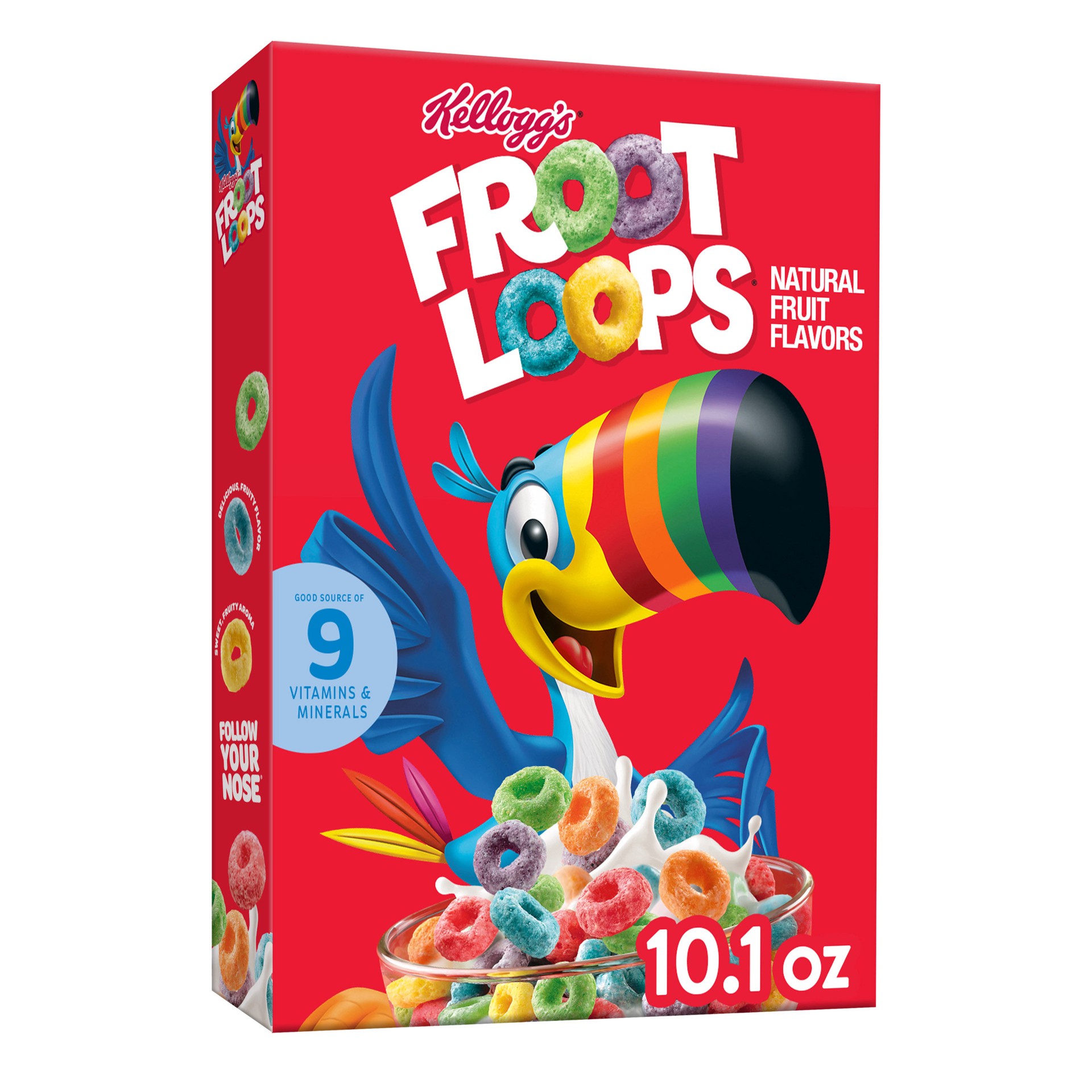 slide 1 of 8, Froot Loops Kellogg's Froot Loops Breakfast Cereal, Kids Cereal, Family Breakfast, Original, 10.1oz Box (1 Box), 10.1 oz