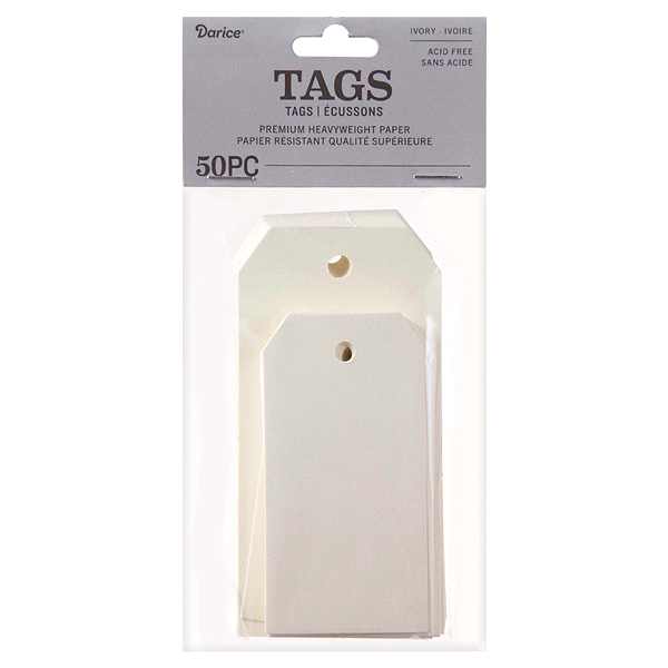 slide 1 of 1, Darice Tags with String Ivory Medium, 1 ct