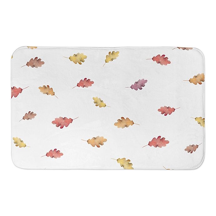 slide 1 of 1, Designs Direct Watercolor Floating Autumn Leaves Pattern Bath Mat, 1 ct