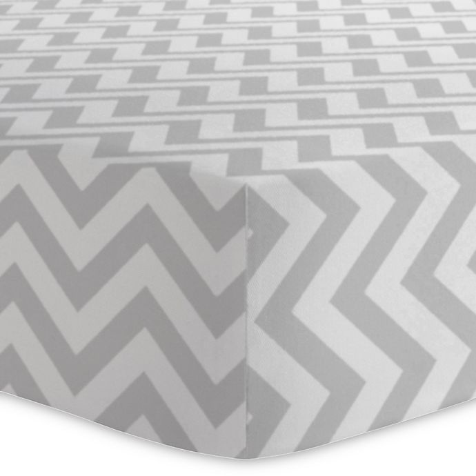 slide 1 of 4, Kushies Chevron Cotton Flannel Fitted Crib Sheet - Grey, 1 ct