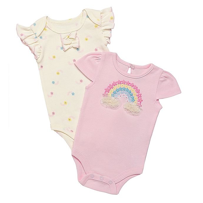 slide 1 of 1, Baby Starters Bsuit 12M Rainbow White/Pink, 2 ct