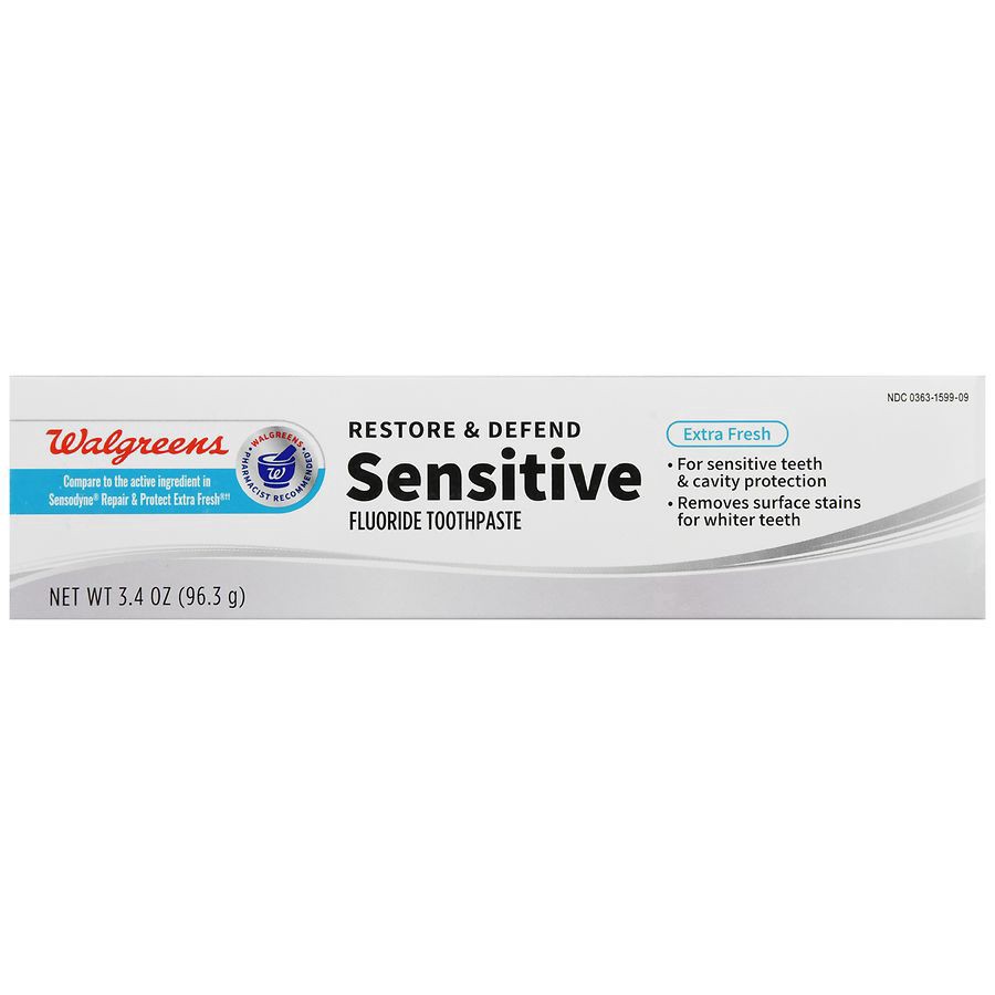 slide 2 of 5, Walgreens Restore & Defend Sensitive Fluoride Toothpaste Extra Fresh, 3.4 oz