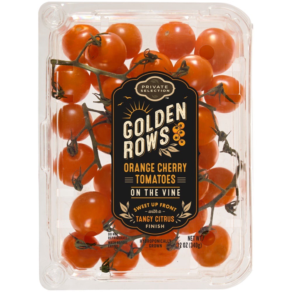 slide 1 of 2, Private Selection Golden Rows Orange Cherry Tomatoes On The Vine, 12 oz