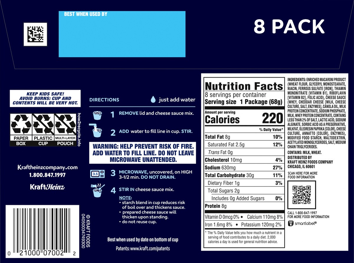 slide 3 of 13, Kraft Deluxe Original Mac & Cheese Macaroni and Cheese Dinner Microwavable Dinner, 8 ct Box, 2.39 oz Cups, 8 ct