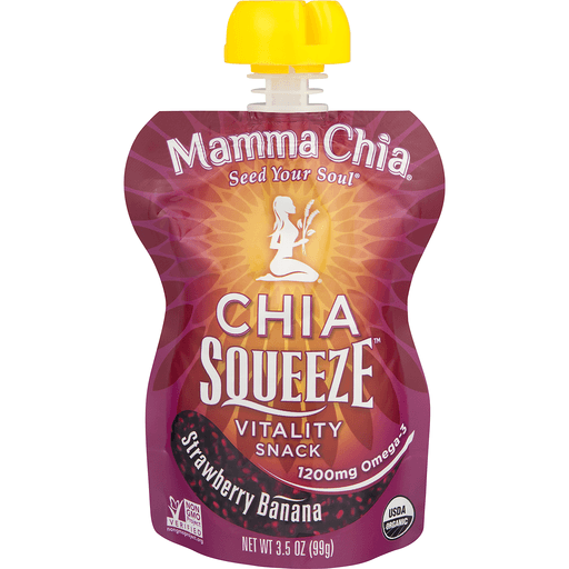 slide 2 of 17, Mamma Chia Organic Chia Squeeze Vitality Snack Pouch Strawberry Banana, 3.5 oz