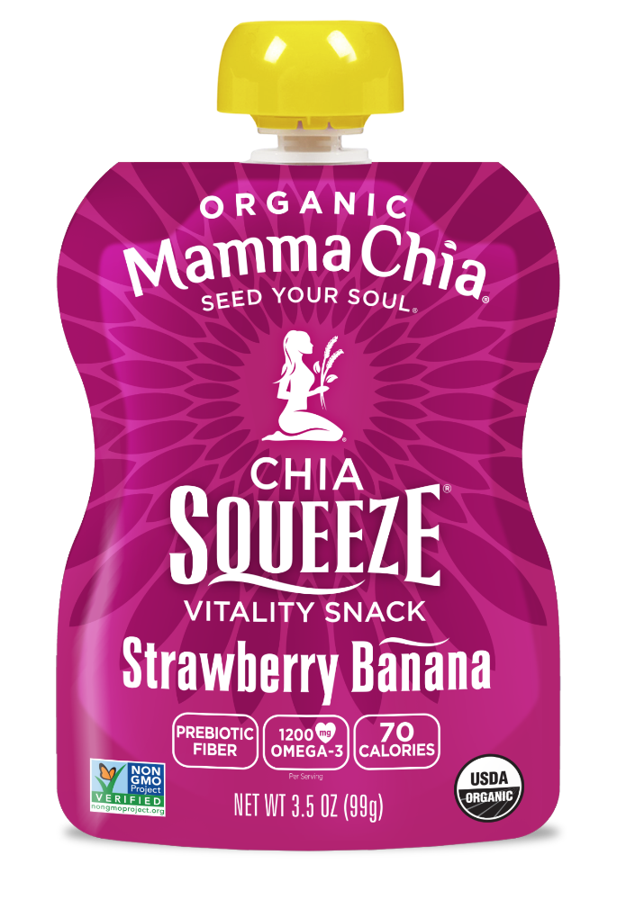 slide 1 of 17, Mamma Chia Organic Chia Squeeze Vitality Snack Pouch Strawberry Banana, 3.5 oz