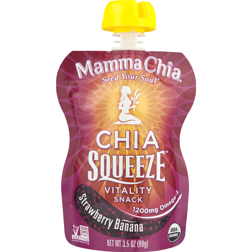 slide 8 of 17, Mamma Chia Organic Chia Squeeze Vitality Snack Pouch Strawberry Banana, 3.5 oz