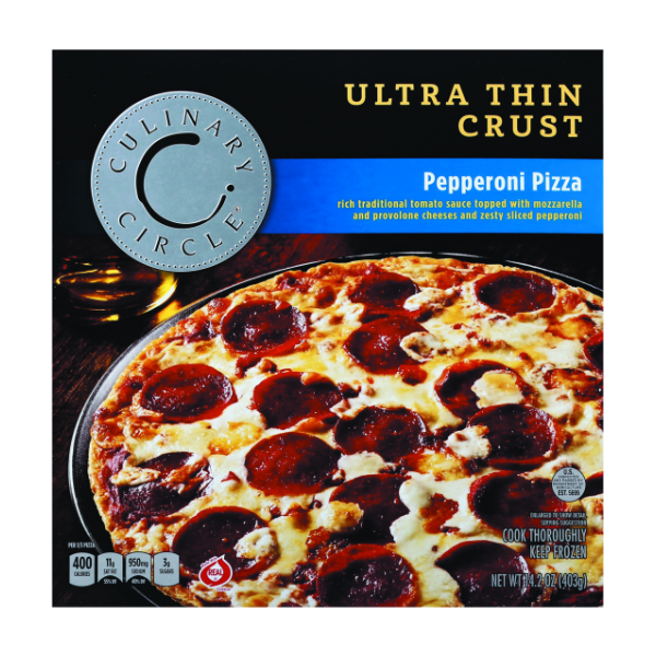 slide 1 of 1, Culinary Circle Ultra Thin Crust Pepperoni Pizza, 14.2 oz