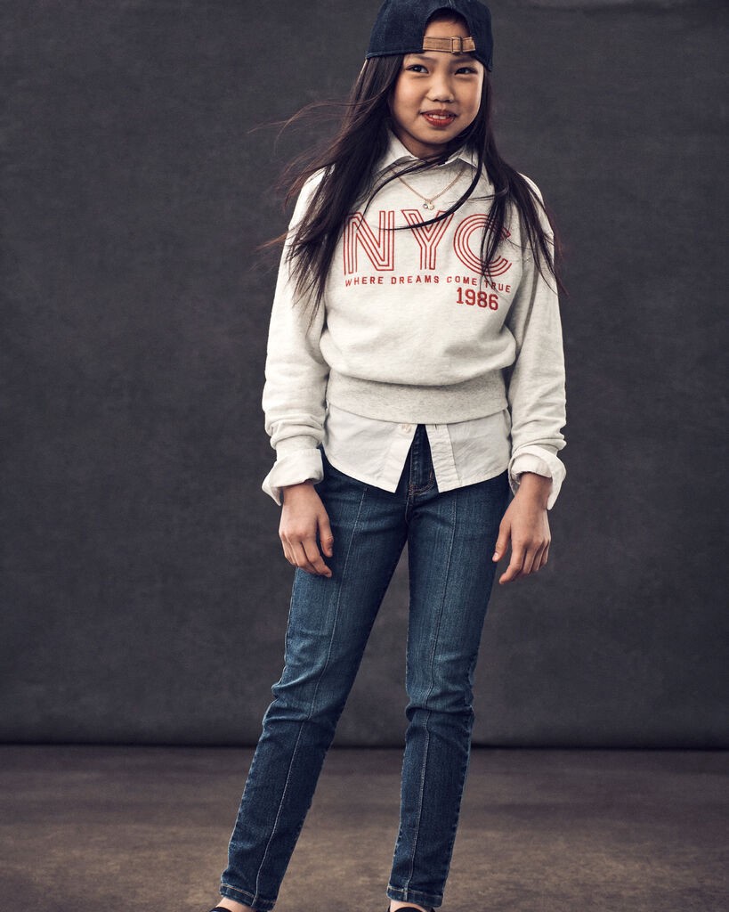 slide 3 of 4, Oshkosh Girls Denim Skinny Jeans - Blue Blue 7, 1 ct