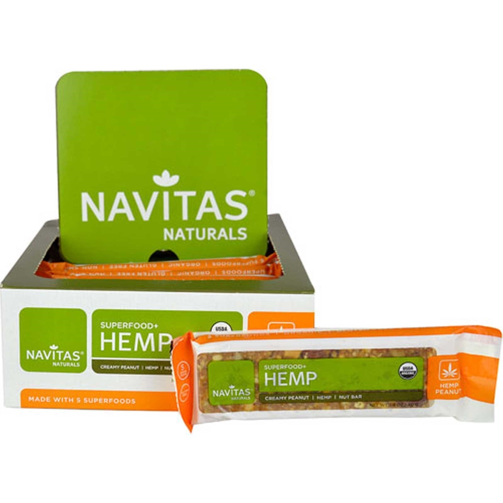 slide 1 of 1, Navitas Naturals Superfood+ Hemp Peanut Bar, 1.4 oz