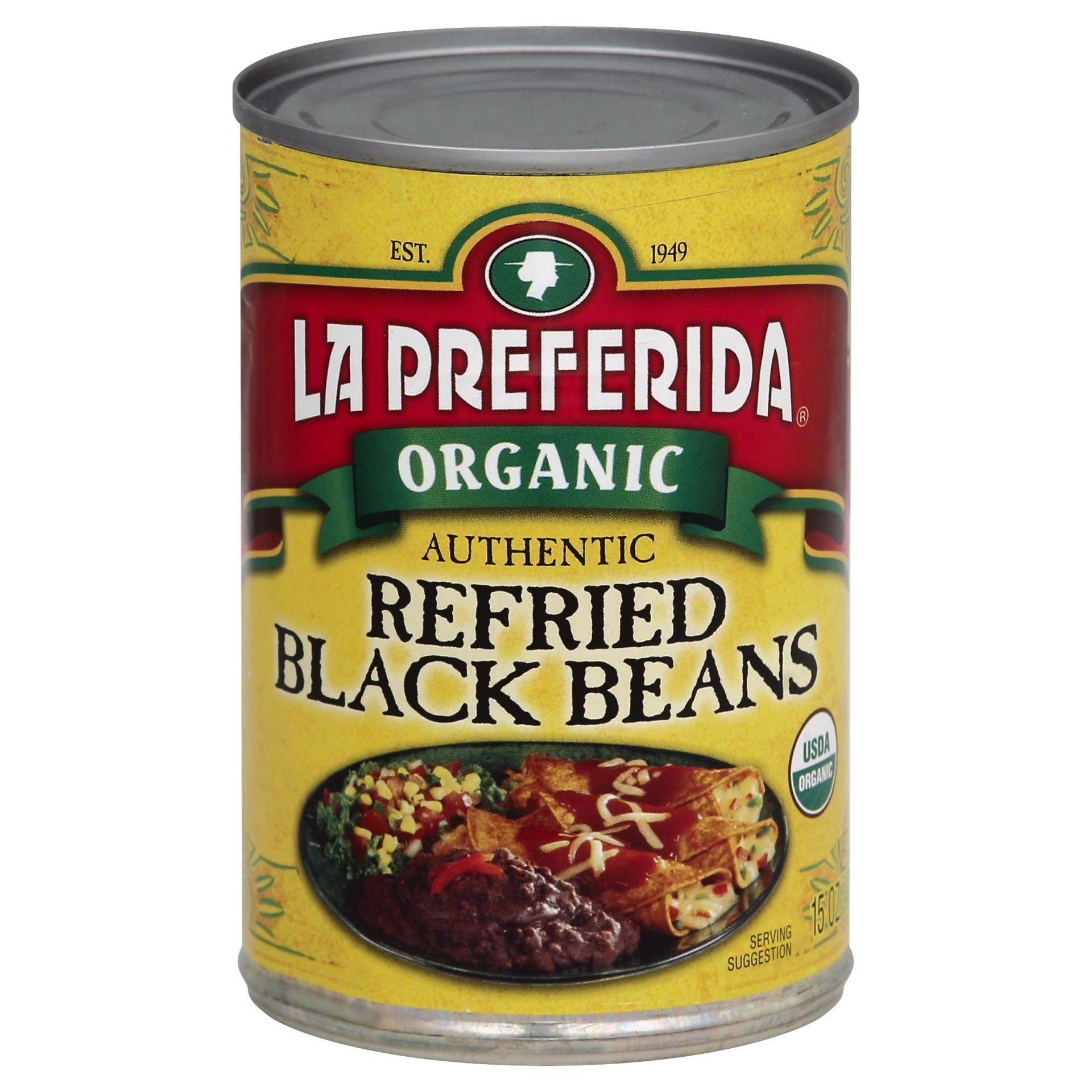 slide 1 of 2, La Preferida Organic Refried Black Beans, 15 oz