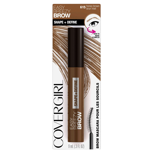 slide 1 of 9, Covergirl Easy Breezy Brow Mascara - 615 Honey Brown, 0.024 fl oz