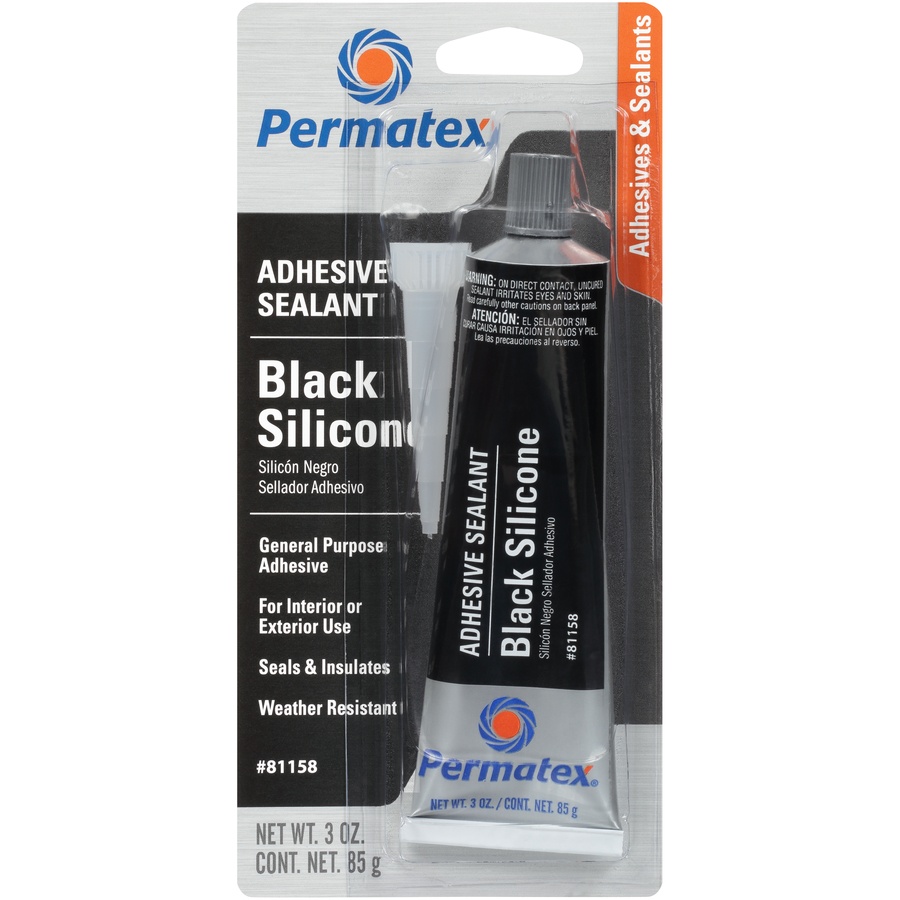 slide 1 of 4, Permatex Black Silicone Adhesive, 3 oz