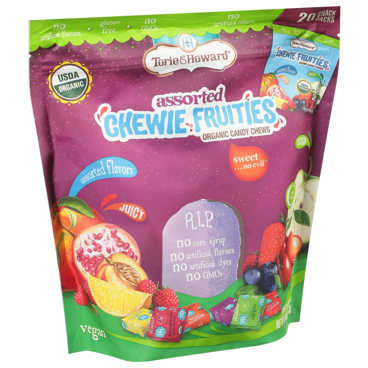 slide 8 of 12, Torie & Howard Chewie Fruities Organic Assorted Candy Chews 20 - 0.42 oz Packs, 8.46 oz