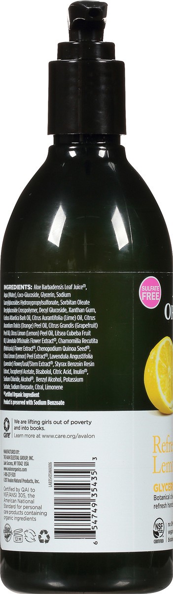 slide 5 of 7, Avalon Organics Hand Soap, Glycerin, Refreshing Lemon, 12 fl oz