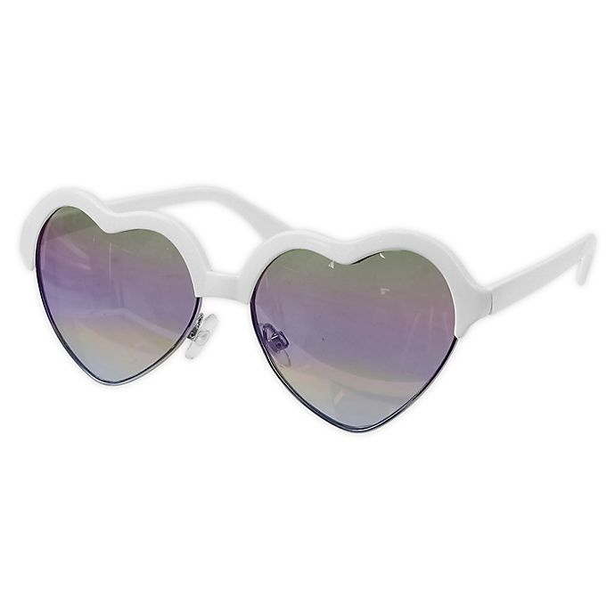 slide 1 of 1, On The Verge Heart Shaped Rimless Sunglasses - White, 1 ct