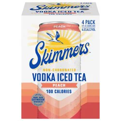 Skimmers Non-Carbonated Peach Vodka Iced Tea 4 - 12 fl oz Cans