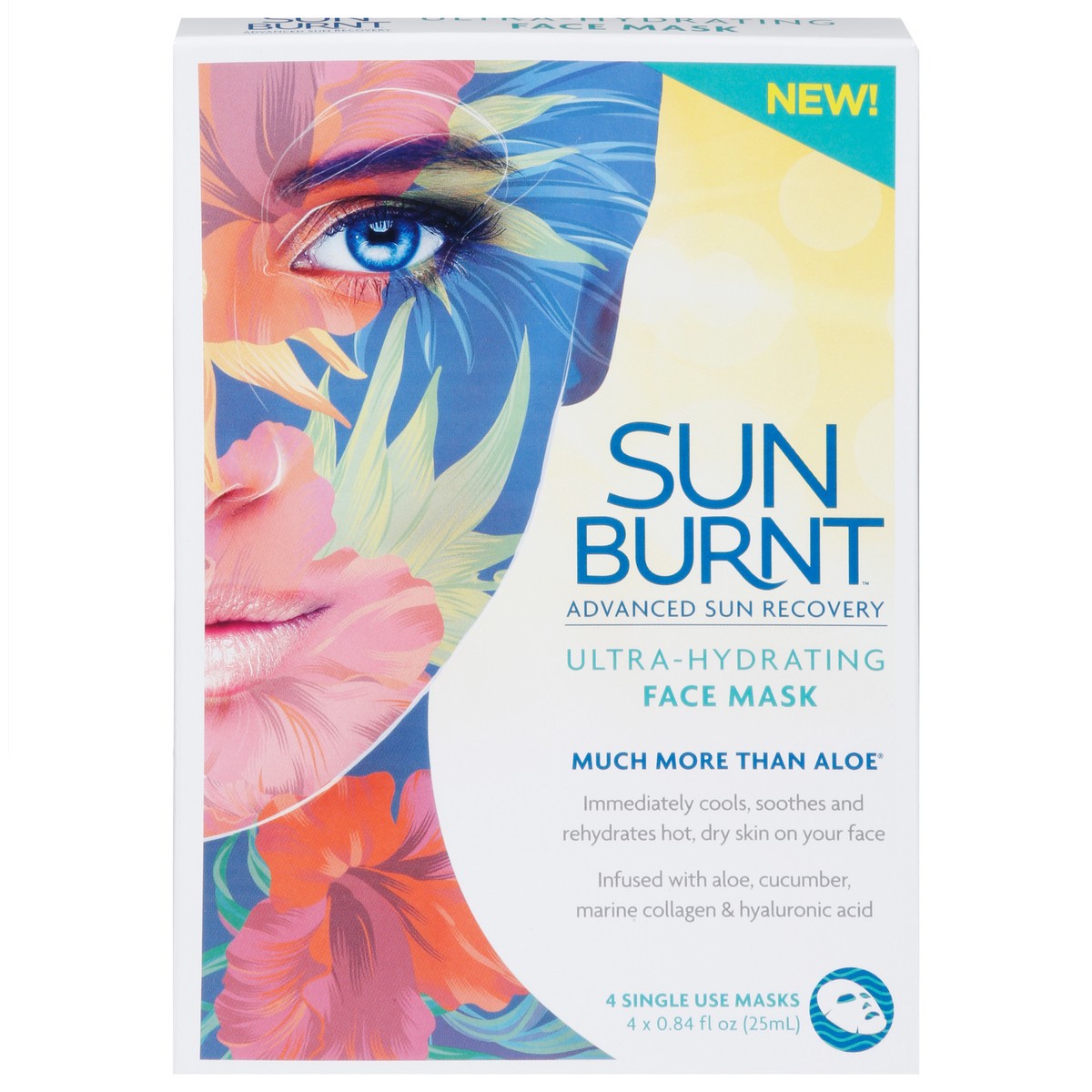 slide 1 of 10, SunBurnt Face Mask, Ultra-Hydrating, 4 ct
