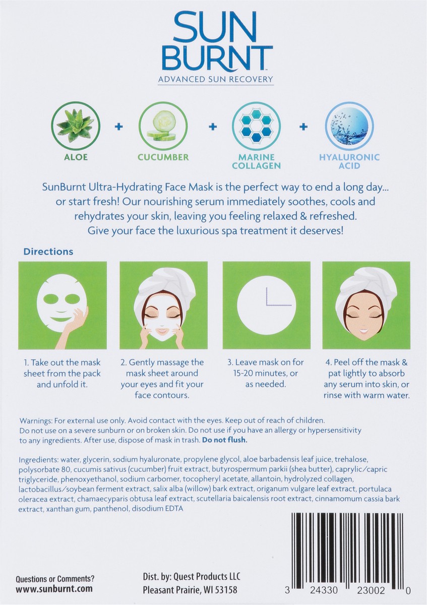 slide 9 of 10, SunBurnt Face Mask, Ultra-Hydrating, 4 ct