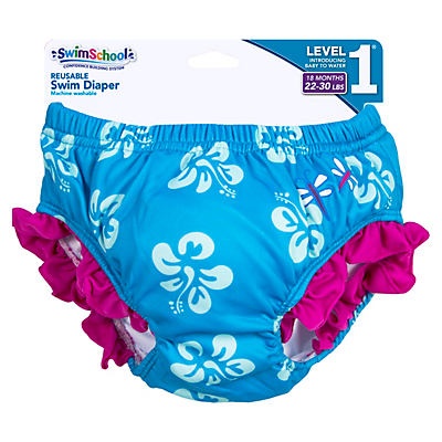 slide 1 of 1, Aqua Leisure Reusable Swim Diaper Hibiscus, 1 ct