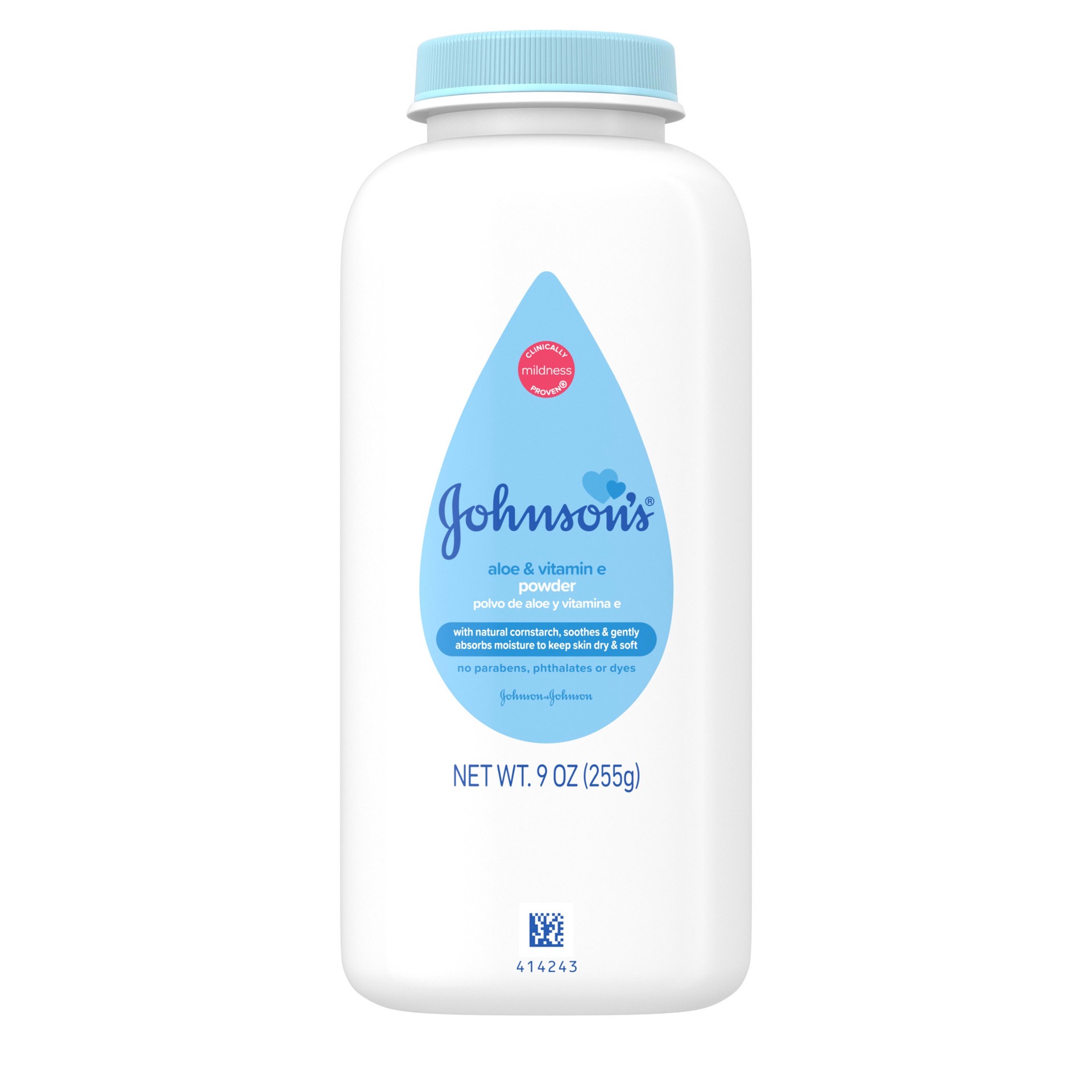 slide 2 of 5, Johnson's Naturally Derived Cornstarch Baby Powder, Aloe & Vitamin E for Delicate Skin, Hypoallergenic, Free of Talc, Parabens, Phthalates & Dyes, Silky for Gentle Baby Skin Care, 9 oz, 9 oz