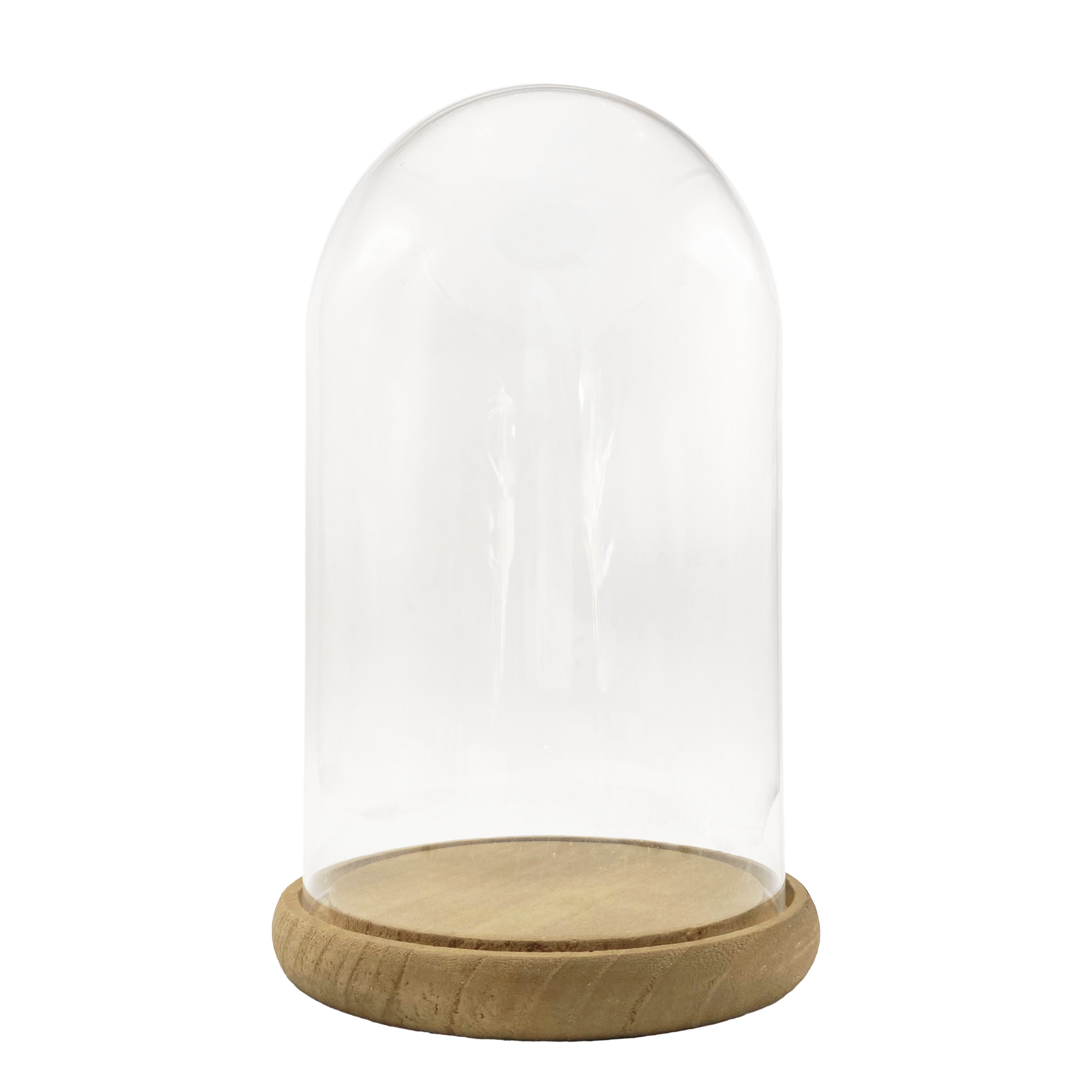 slide 2 of 3, 9.5" Glass Cloche With Wood Base By Ashland, 6.6 in x 9.4 in