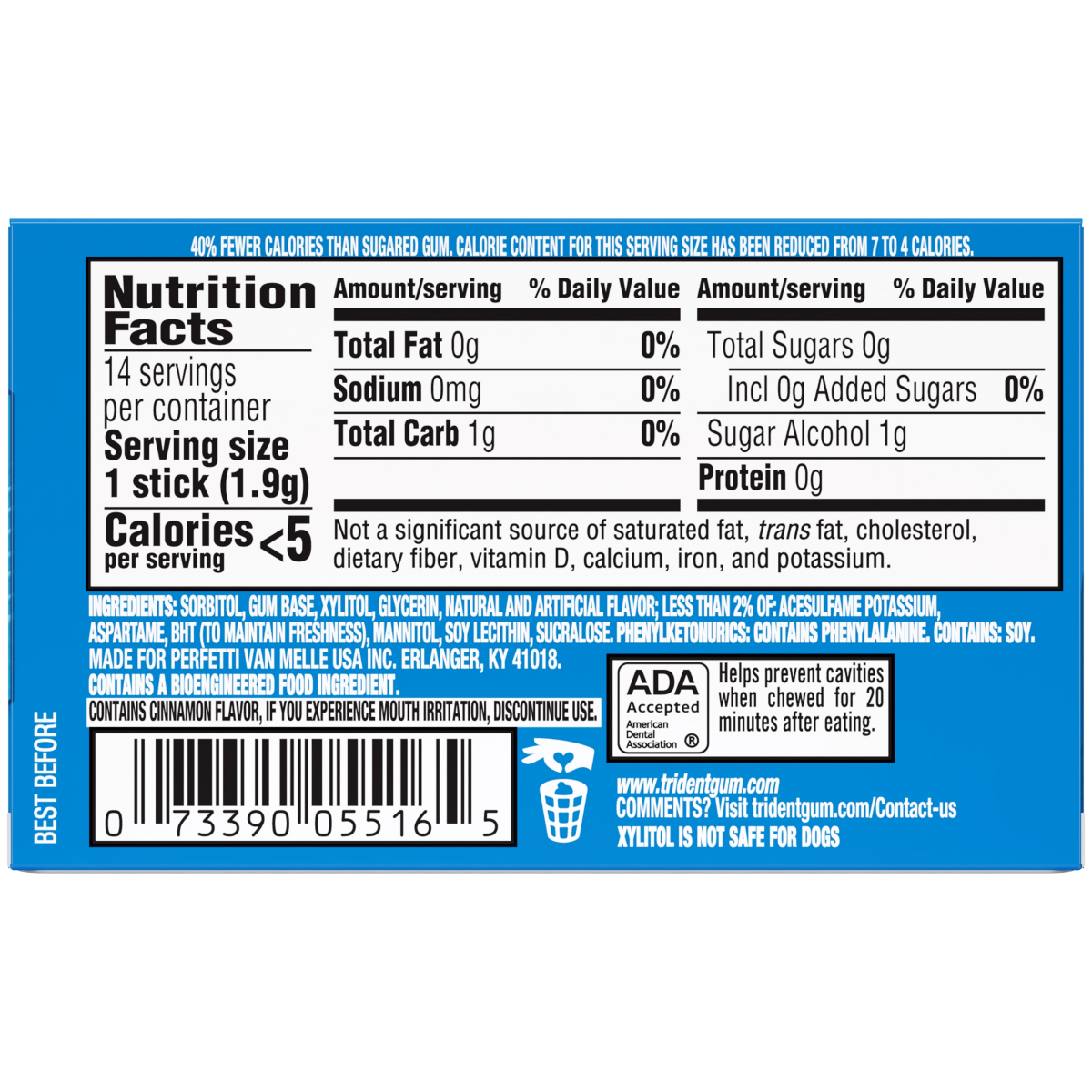 slide 4 of 5, Trident Sugar Free Original Flavor Gum 14 ea, 14 ct