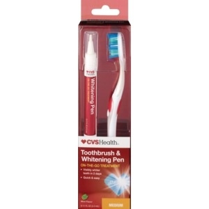 slide 1 of 1, CVS Health Whitening Pen And Toothbrush, Medium, 1 ct