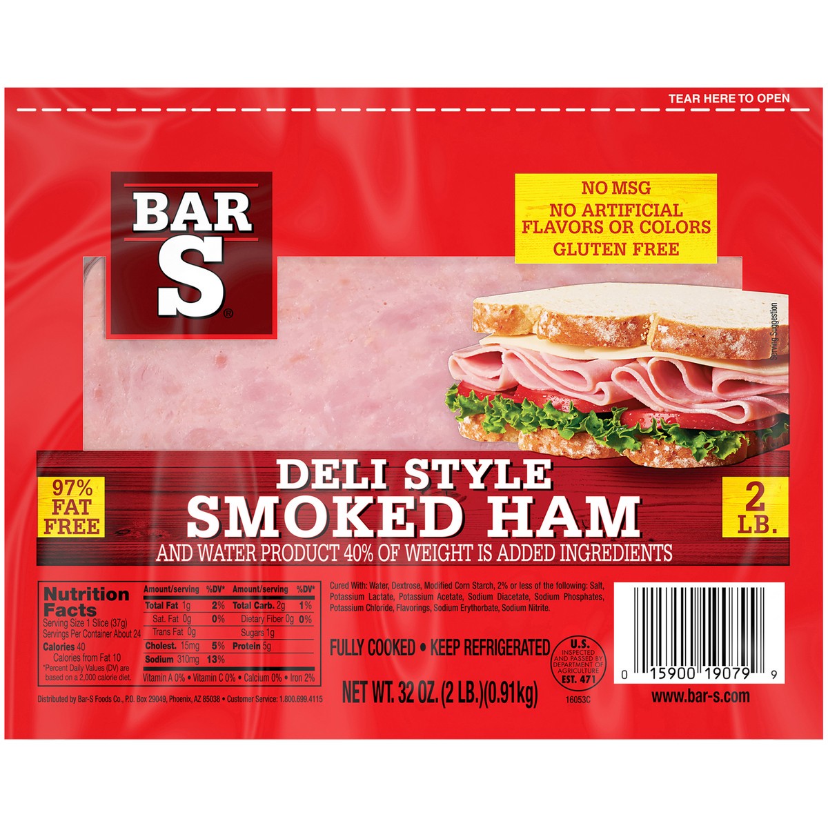 slide 5 of 14, Bar-S Deli Style Smoked Ham 32 oz. Pack, 32 oz