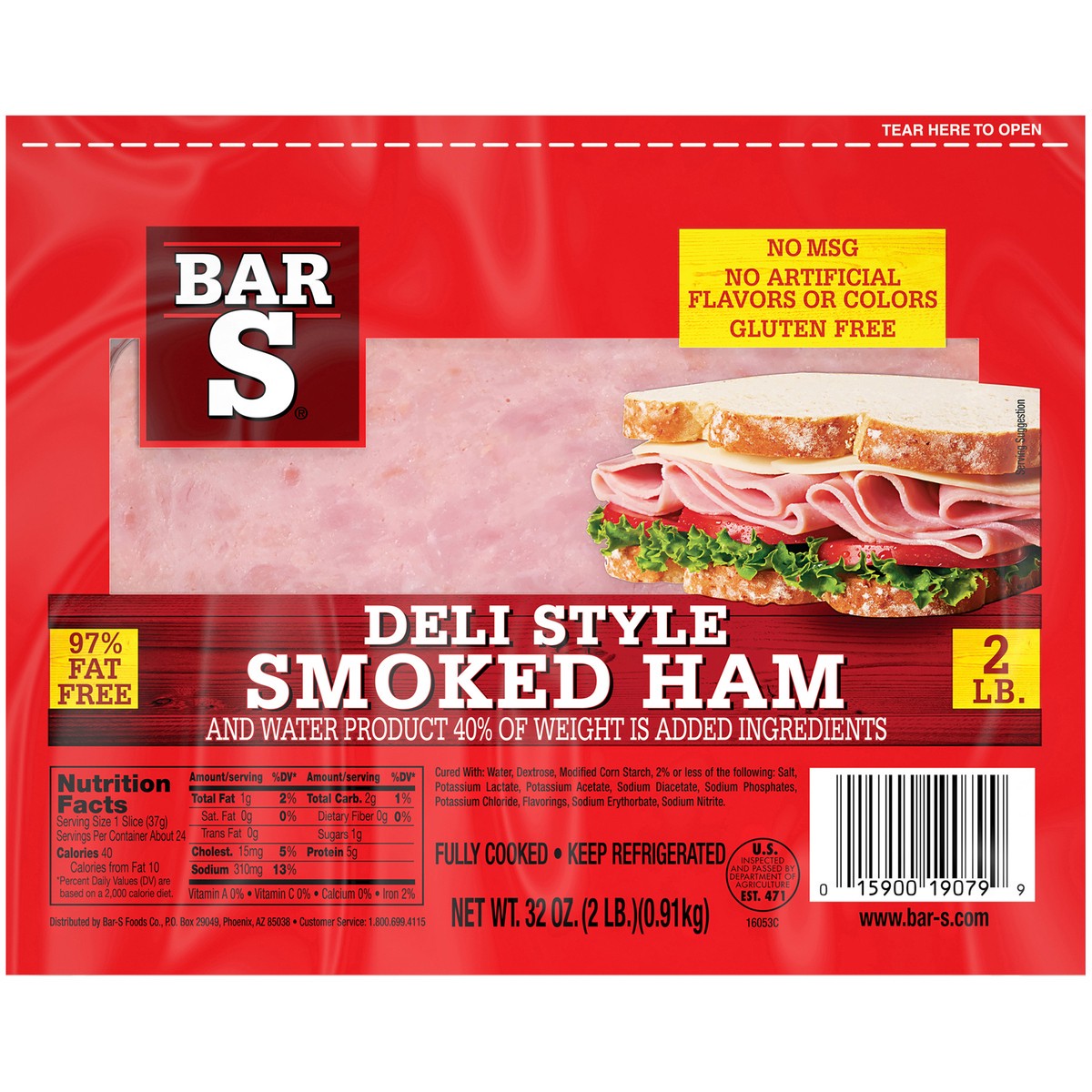 slide 1 of 14, Bar-S Deli Style Smoked Ham 32 oz. Pack, 32 oz