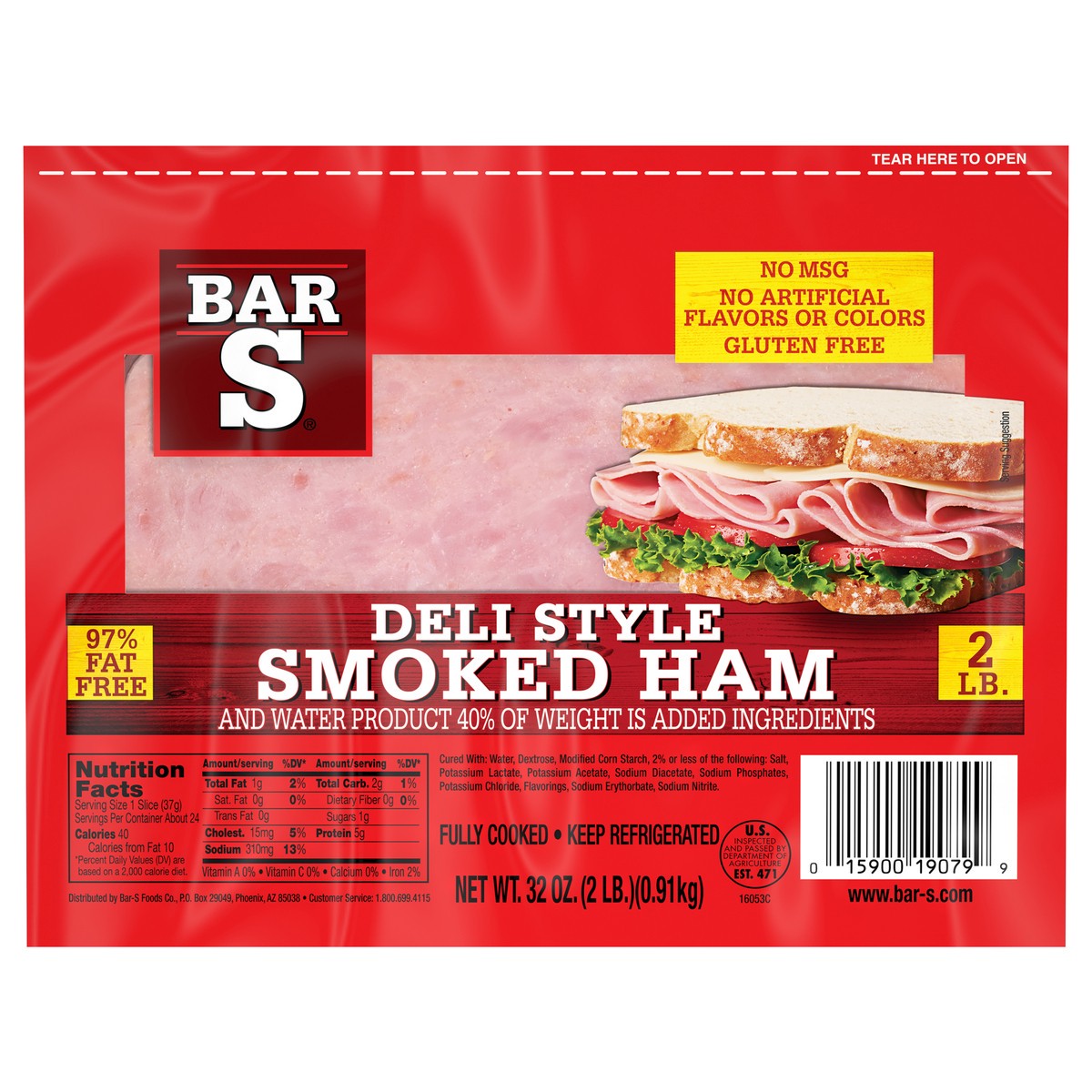 slide 2 of 14, Bar-S Deli Style Smoked Ham 32 oz. Pack, 32 oz