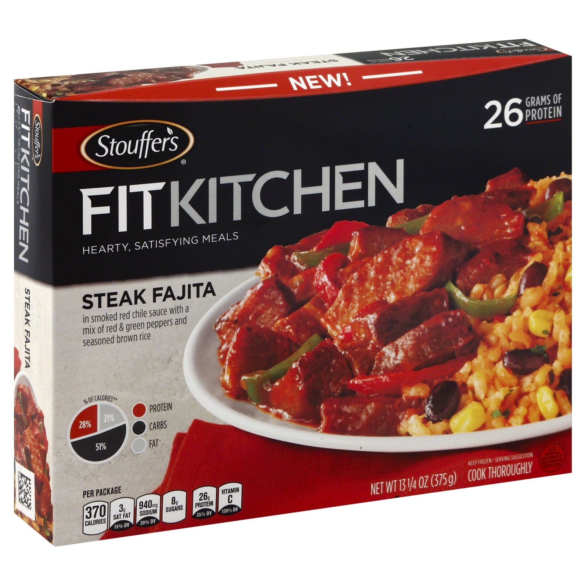 slide 1 of 4, Stouffer's Fit Kitchen - Steak Fajita Meal, 13.25 oz