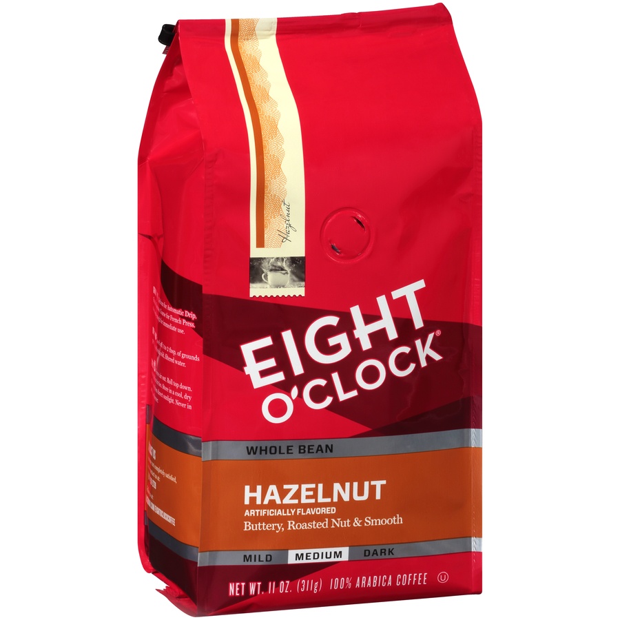 slide 2 of 7, Eight O'Clock Hazelnut Whole Bean Coffee, 11 oz