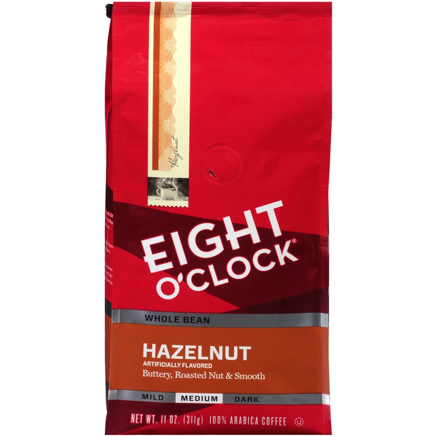 slide 1 of 7, Eight O'Clock Hazelnut Whole Bean Coffee, 11 oz