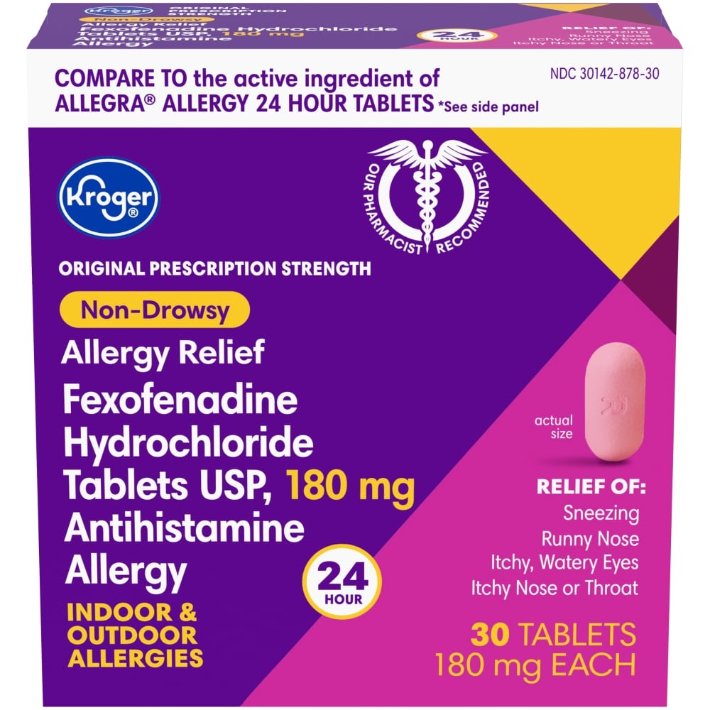 slide 1 of 1, Kroger Non-Drowsy Allergy Relief Tablets, 30 ct