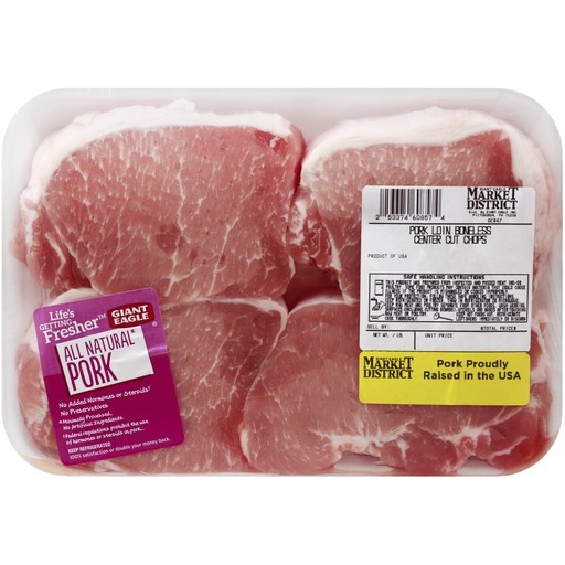 slide 1 of 2, Giant Eagle Pork Loin Chops, Center Cut, Boneless, per lb