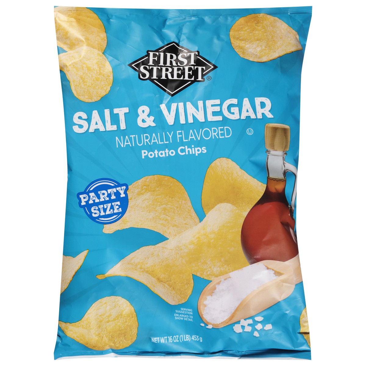 slide 1 of 13, First Street Salt & Vinegar Potato Chips - 16 oz, 16 oz