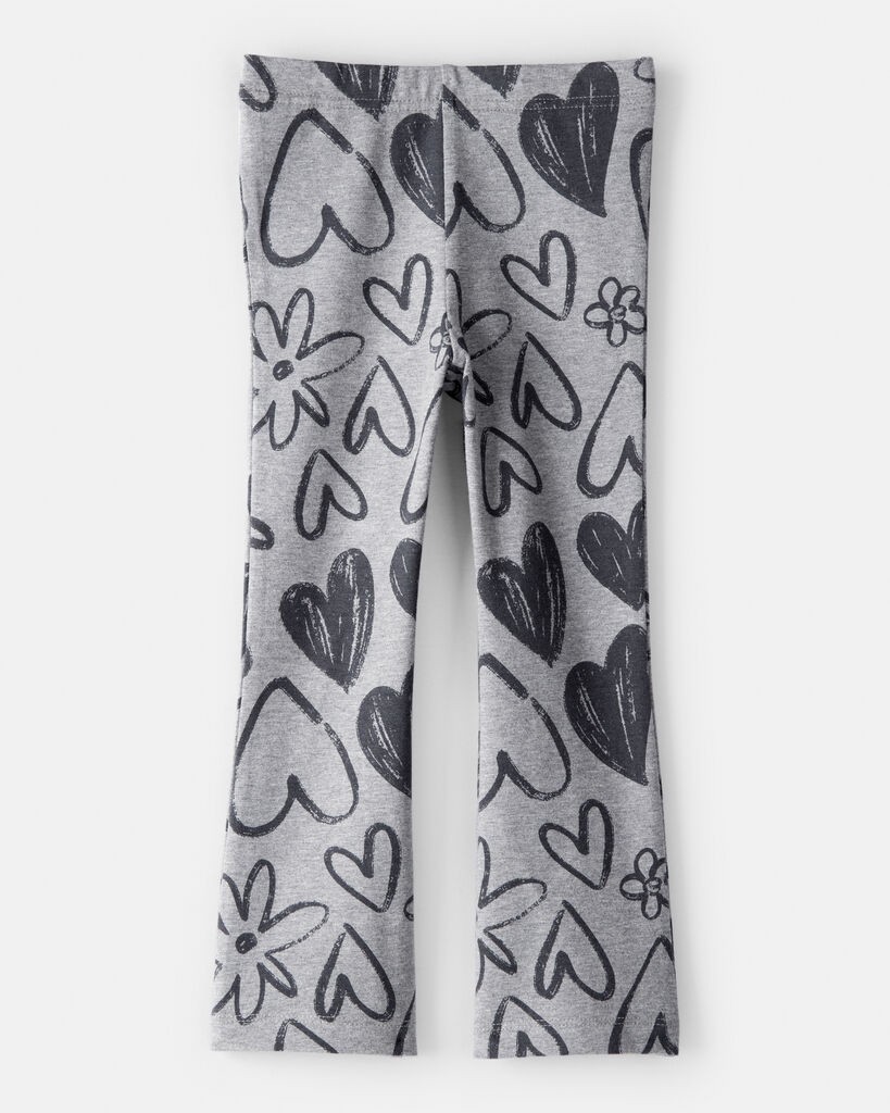 slide 3 of 3, Carter's Carters Toddler Girl Heart Pull-On Flare Stretch Rib Leggings - Grey Grey 3T, 1 ct