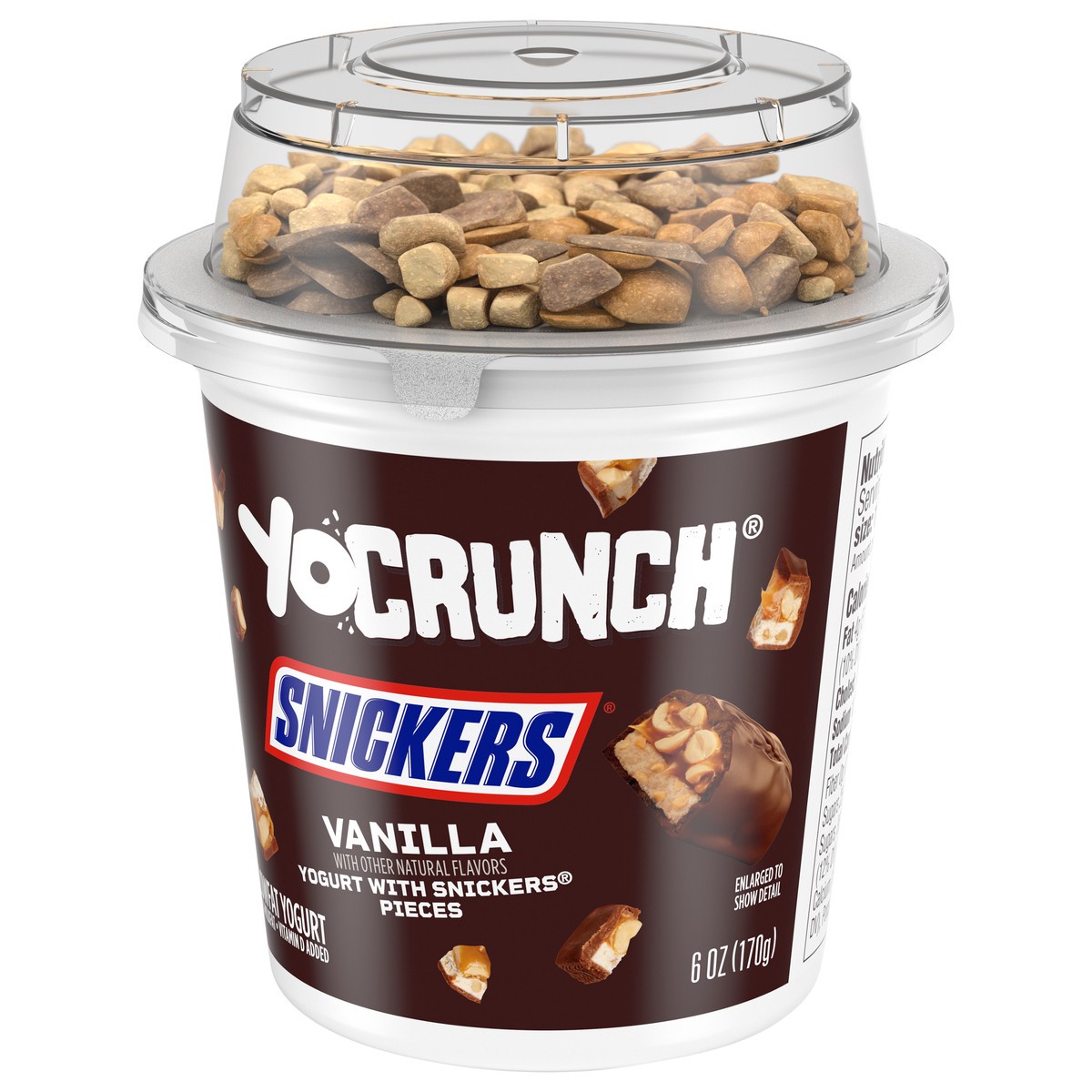 slide 7 of 9, YoCrunch Low Fat Vanilla Yogurt with Snickers Candy Pieces, 6 oz., 6 oz