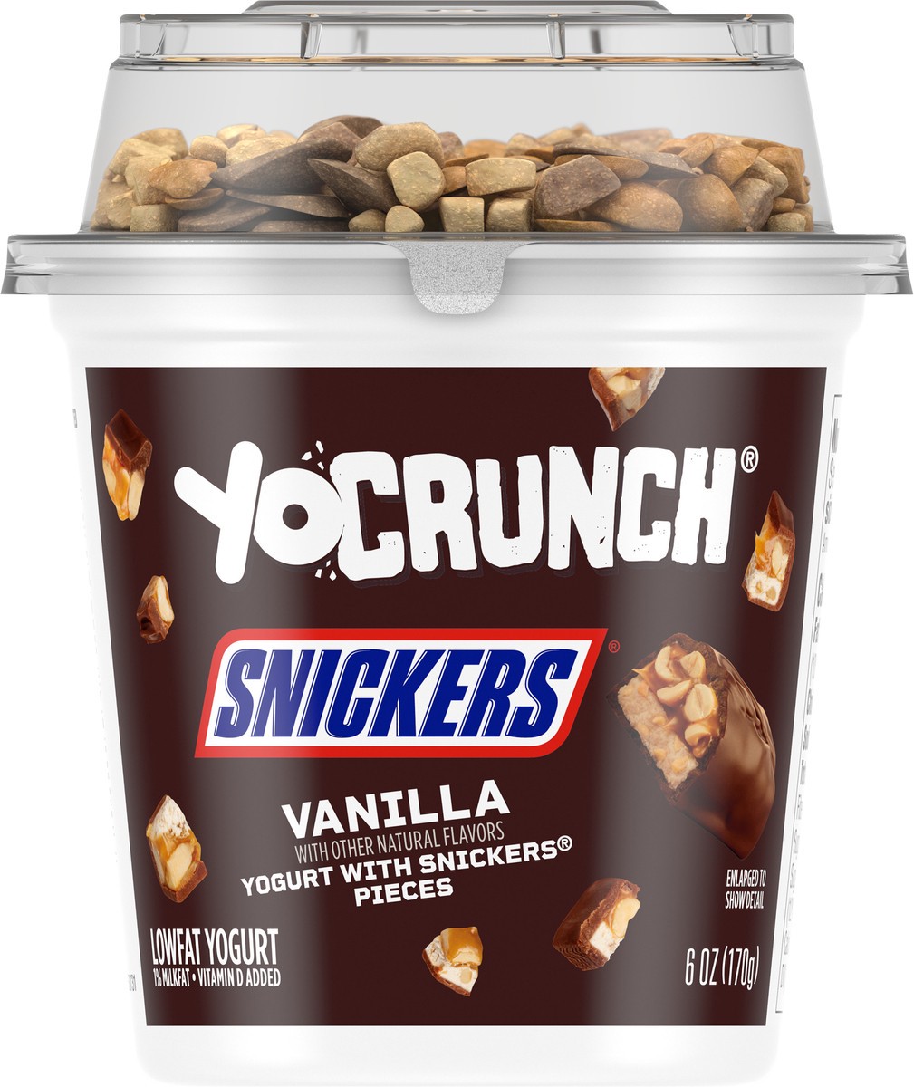 slide 8 of 9, YoCrunch Low Fat Vanilla Yogurt with Snickers Candy Pieces, 6 oz., 6 oz