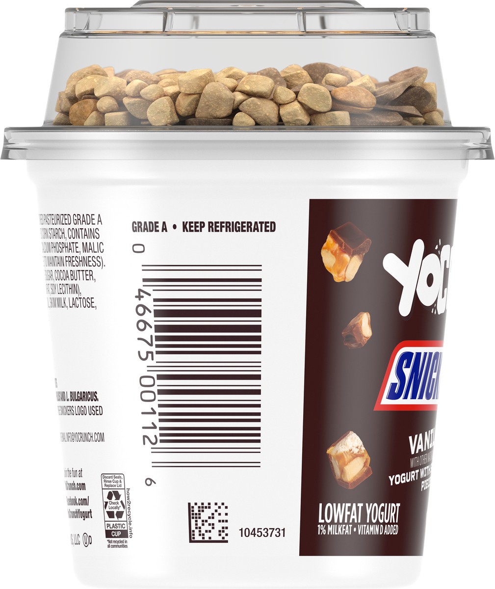 slide 9 of 9, YoCrunch Low Fat Vanilla Yogurt with Snickers Candy Pieces, 6 oz., 6 oz